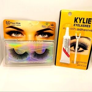 Lashes faux Mink 5d in black with glue! Beautiful